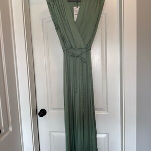 Zara Green Sleeveless Wrap Maxi jumpsuit, brand new with tags